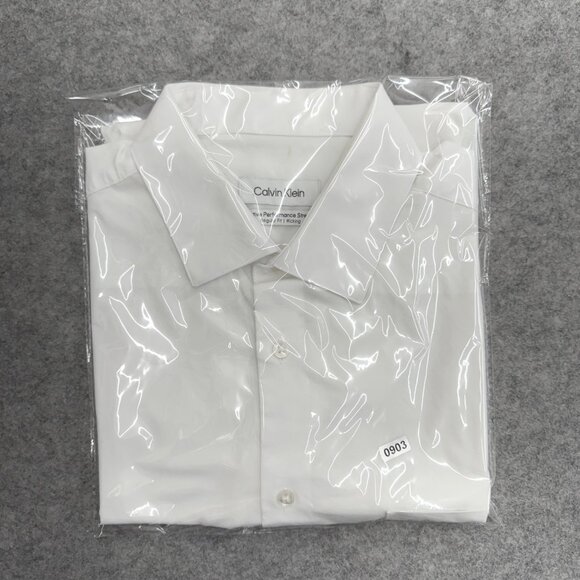 Calvin Klein Men's Active Performance Dress Shirt White 16-16.5 36/37, Size L - Picture 12 of 12